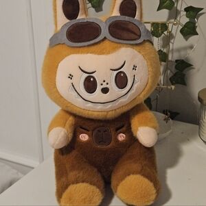 Charming Brown Plush Bunny with Goggles